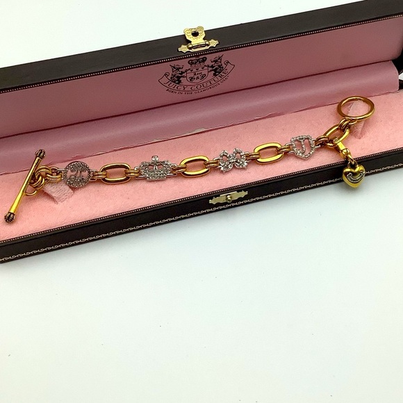 Juicy Couture Rhinestone Book chain  Bracelet Toggle Clasp - Picture 2 of 4